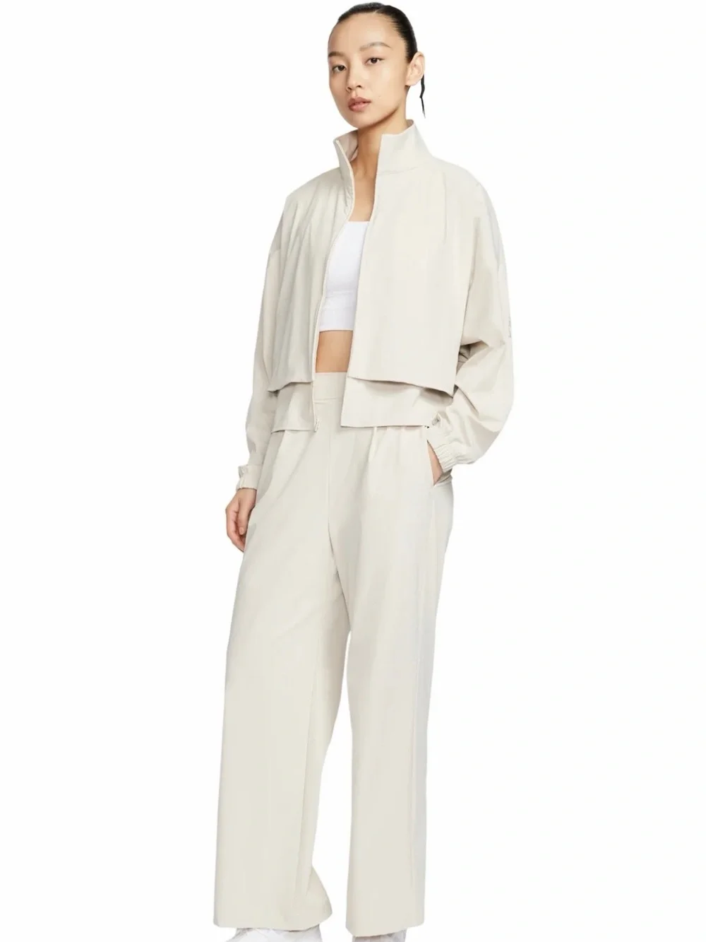 Nike Cream Wide-Leg High-Rise Pants